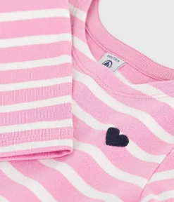 Petit Bateau Kleider, Röcke*Langärmeliges Kinder-Kleid aus Baumwolle rosa BOUDOIR/ MILK