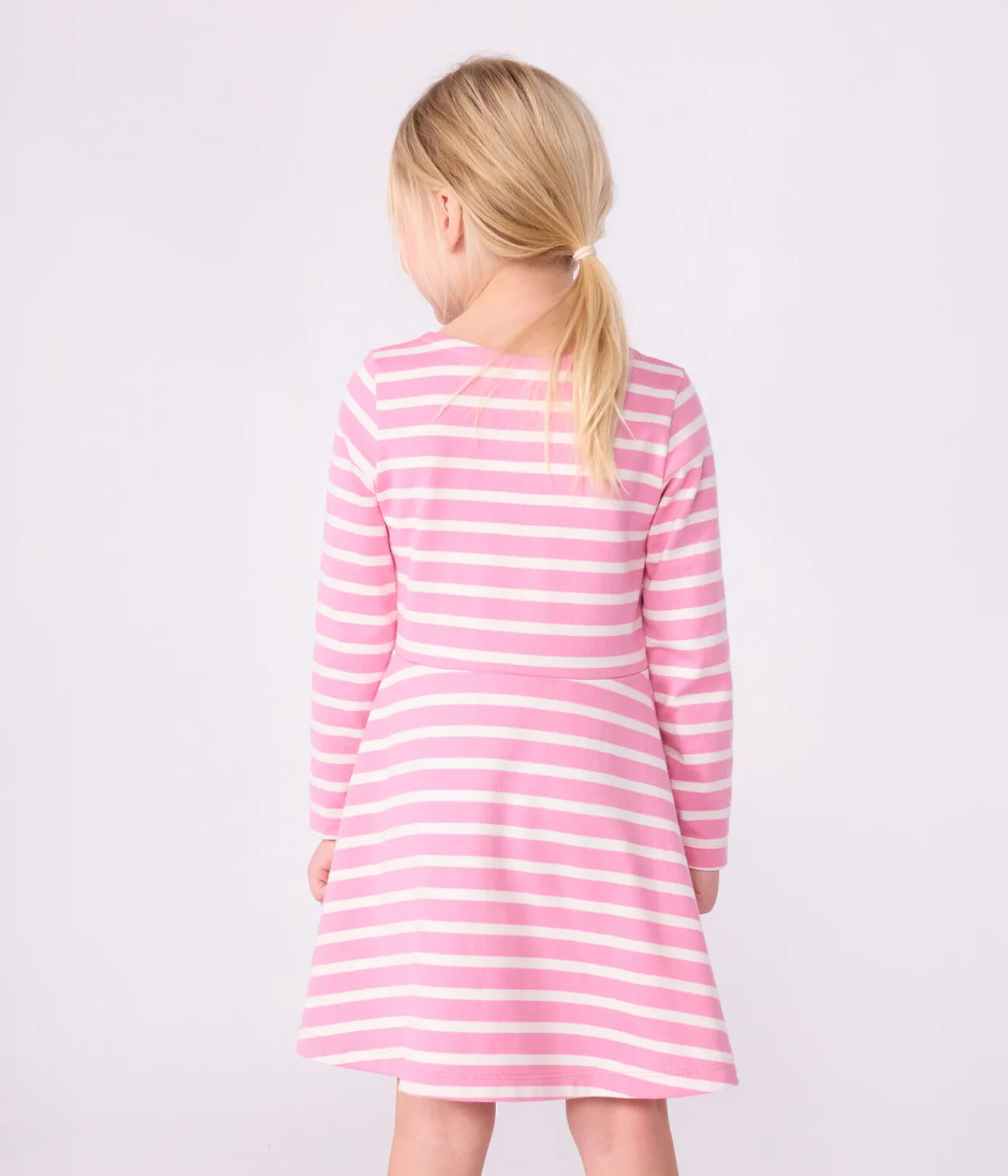 Petit Bateau Kleider, Röcke*Langärmeliges Kinder-Kleid aus Baumwolle rosa BOUDOIR/ MILK