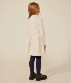 Petit Bateau Kleider, Röcke*Langärmeliges Kinder-Kleid aus zwei Stoffen für Mädchen naturfarben AVALANCHE
