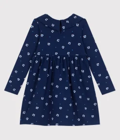 Petit Bateau Kleider, Röcke*Langärmeliges Kinder-Kleid aus Baumwolle mit Blumenmuster blau MEDIEVAL/weiss MULTICO