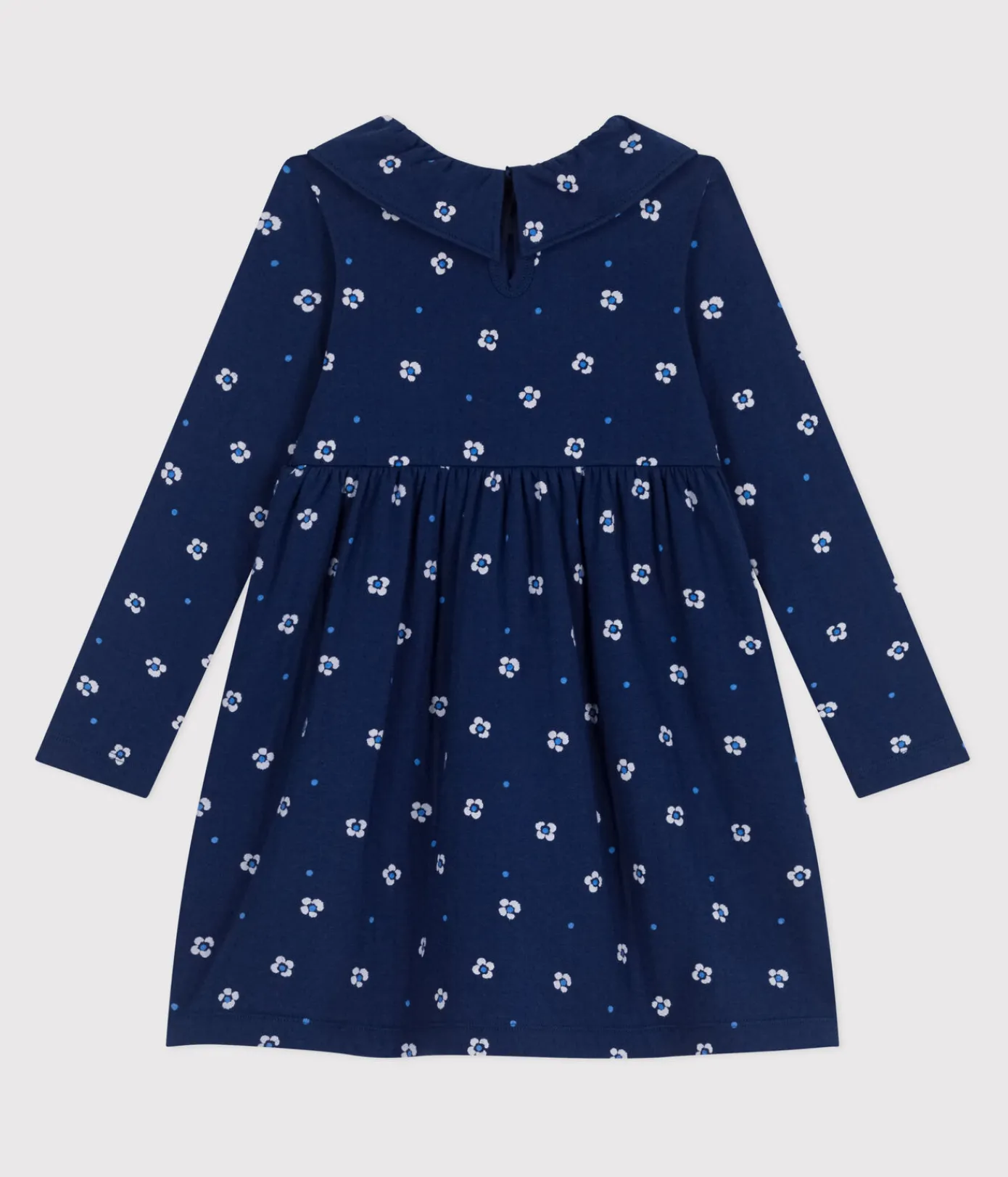 Petit Bateau Kleider, Röcke*Langärmeliges Kinder-Kleid aus Baumwolle mit Blumenmuster blau MEDIEVAL/weiss MULTICO