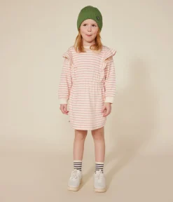 Petit Bateau Kleider, Röcke*Langärmeliges Kinder-Kleid aus Doppeljersey für Mädchen rosa AVALANCHE/ ROSELINE