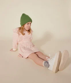 Petit Bateau Kleider, Röcke*Langärmeliges Kinder-Kleid aus Doppeljersey für Mädchen rosa AVALANCHE/ ROSELINE