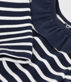 Petit Bateau Kleider, Röcke*Langärmeliges Kinderkleid für Mädchen blau SMOKING/ ARGENT