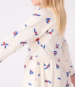 Petit Bateau Kleider, Röcke*Langärmeliges Kinder-Kleid aus Baumwolle MILK/ MULTICO