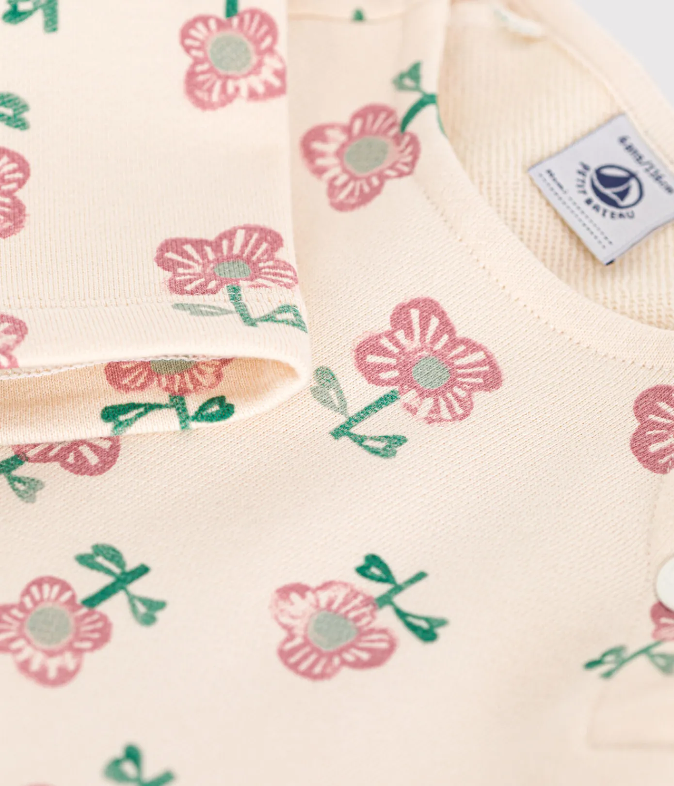 Petit Bateau Kleider, Röcke*Langärmeliges Kinder-Kleid aus Molton für Mädchen weiss AVALANCHE/ MULTICO