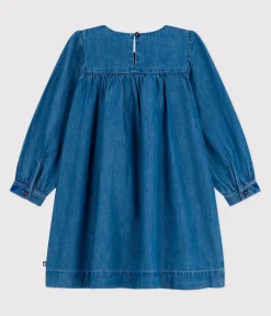 Petit Bateau Kleider, Röcke*Langärmeliges Kinder-Kleid aus Denim blau DENIM CLAIR
