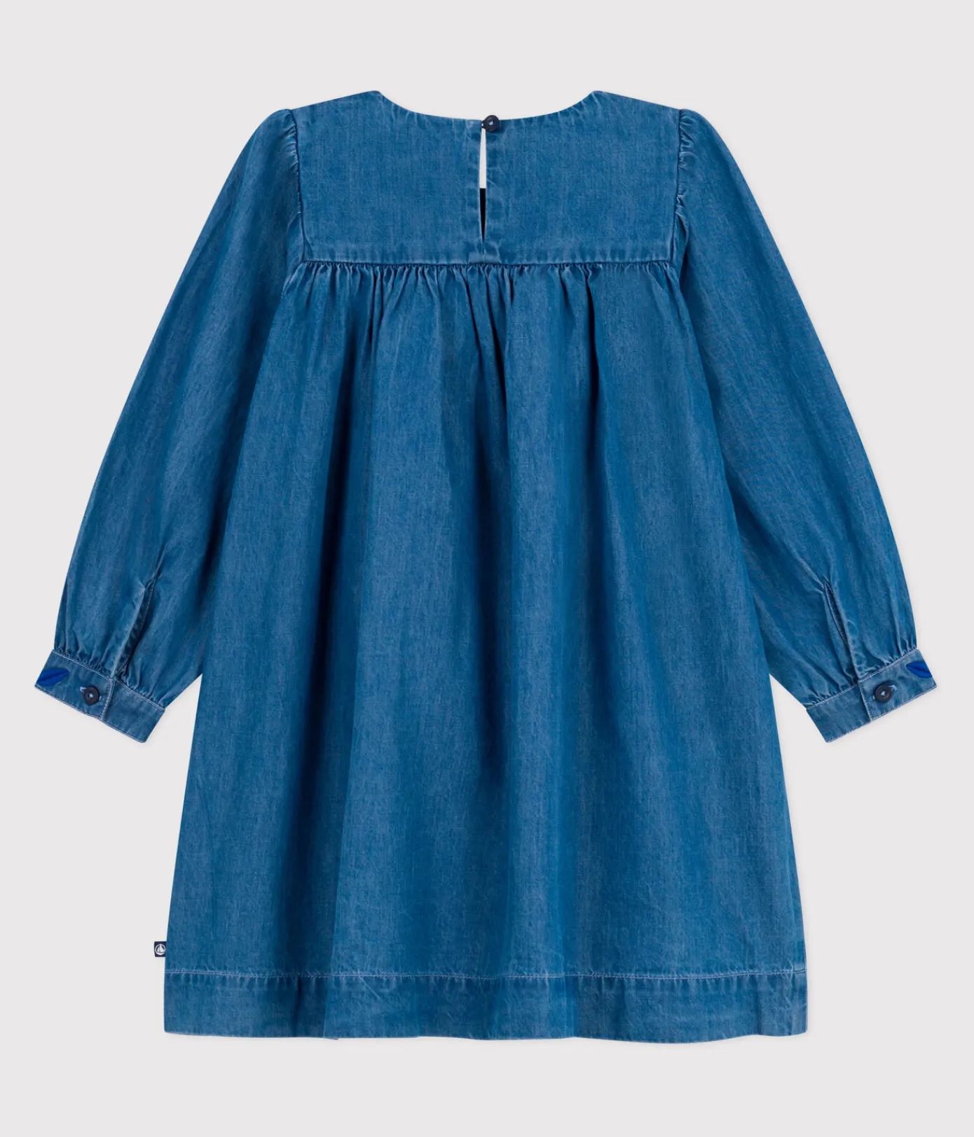 Petit Bateau Kleider, Röcke*Langärmeliges Kinder-Kleid aus Denim blau DENIM CLAIR