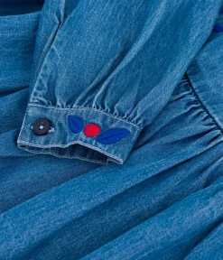 Petit Bateau Kleider, Röcke*Langärmeliges Kinder-Kleid aus Denim blau DENIM CLAIR