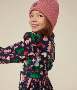 Petit Bateau Kleider, Röcke*Langärmeliges Kinder-Kleid aus Flanell für Mädchen blau SMOKING/weiss MULTICO