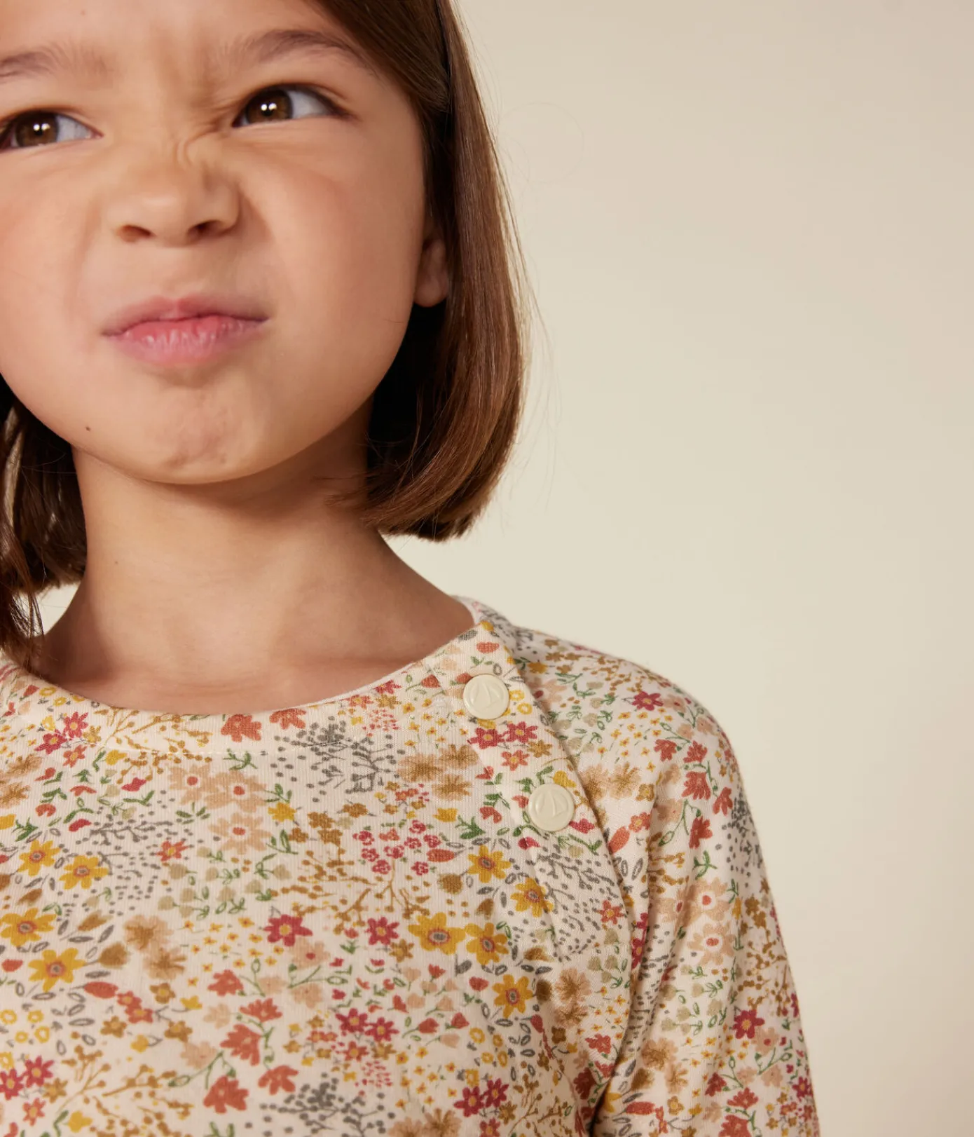 Petit Bateau Kleider, Röcke*Langärmeliges Kinder-Kleid aus Doppeljersey für Mädchen weiss AVALANCHE/ MULTICO