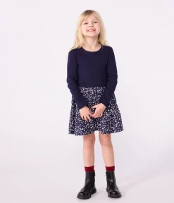 Petit Bateau Kleider, Röcke*Langärmeliges Kinderkleid aus Baumwolle blau SOIR/ MULTICO