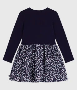 Petit Bateau Kleider, Röcke*Langärmeliges Kinderkleid aus Baumwolle blau SOIR/ MULTICO