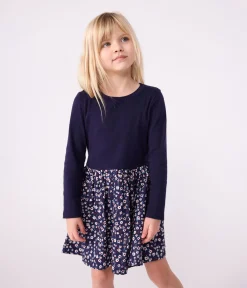 Petit Bateau Kleider, Röcke*Langärmeliges Kinderkleid aus Baumwolle blau SOIR/ MULTICO