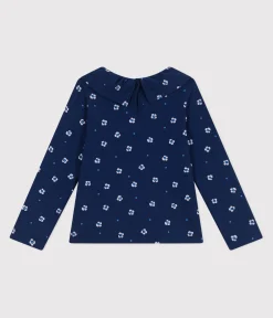 Petit Bateau T-Shirts, Tops, Oberteile*Langärmeliges Kinder-T-Shirt aus Baumwolle mit Blumenmuster blau MEDIEVAL/weiss MULTICO