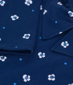 Petit Bateau T-Shirts, Tops, Oberteile*Langärmeliges Kinder-T-Shirt aus Baumwolle mit Blumenmuster blau MEDIEVAL/weiss MULTICO