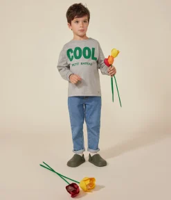 Petit Bateau T-Shirts, Poloshirts, Hemden*Langärmeliges Kinder-T-Shirt aus feinem Jersey für Jungen grau CHATON CHINE
