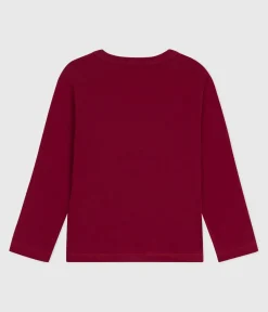 Petit Bateau T-Shirts, Poloshirts, Hemden|T-Shirts, Tops, Oberteile*Langärmeliges Kinder-T-Shirt aus einfarbiger Baumwolle AMARANTE