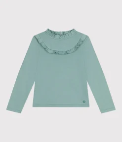 Petit Bateau T-Shirts, Tops, Oberteile*Langärmeliges Kinder-T-Shirt aus Rippstrick für Mädchen grün PAUL