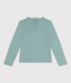 Petit Bateau T-Shirts, Tops, Oberteile*Langärmeliges Kinder-T-Shirt aus Rippstrick für Mädchen grün PAUL