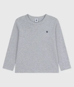 Petit Bateau T-Shirts, Poloshirts, Hemden|T-Shirts, Tops, Oberteile*Langärmeliges Kinder-T-Shirt aus einfarbiger Baumwolle grau FUMEE CHINE