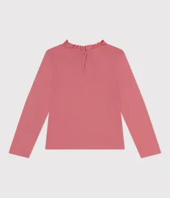 Petit Bateau T-Shirts, Tops, Oberteile*Langärmeliges Kinder-T-Shirt aus Rippstrick für Mädchen rosa ROSEWOOD