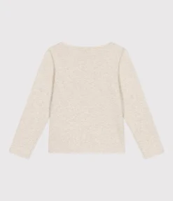 Petit Bateau T-Shirts, Tops, Oberteile*Langärmeliges Kinder-T-Shirt aus Rippstrick für Mädchen beige MONTELIMAR CHINE