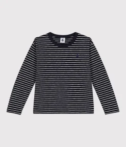 Petit Bateau T-Shirts, Poloshirts, Hemden*Langärmeliges Kinder-T-Shirt aus geflammten Jersey für Jungen SMOKING/ MONTELIMAR