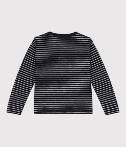 Petit Bateau T-Shirts, Poloshirts, Hemden*Langärmeliges Kinder-T-Shirt aus geflammten Jersey für Jungen SMOKING/ MONTELIMAR