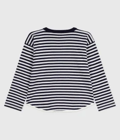 Petit Bateau T-Shirts, Poloshirts, Hemden*Langärmeliges Kinder-T-Shirt aus Baumwolle mit Streifen blau SOIR/ MILK