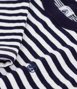 Petit Bateau T-Shirts, Poloshirts, Hemden*Langärmeliges Kinder-T-Shirt aus Baumwolle mit Streifen blau SOIR/ MILK