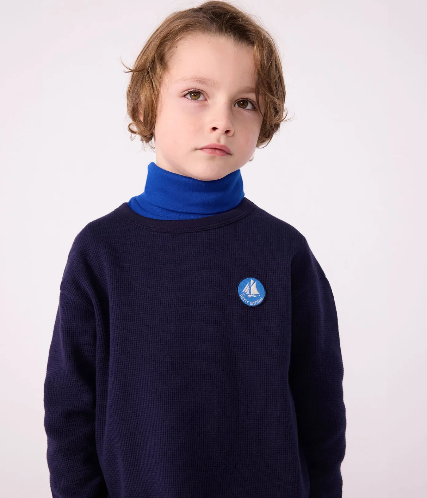 Petit Bateau T-Shirts, Poloshirts, Hemden*Langärmeliges Kinder-T-Shirt aus einfarbiger Baumwolle SOIR