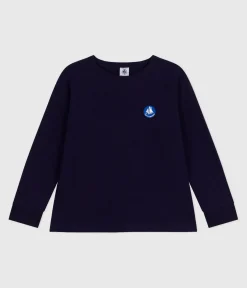 Petit Bateau T-Shirts, Poloshirts, Hemden*Langärmeliges Kinder-T-Shirt aus einfarbiger Baumwolle SOIR