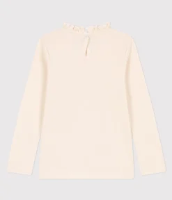 Petit Bateau T-Shirts, Tops, Oberteile*Langärmeliges Kinder-T-Shirt aus Baumwolle für Mädchen naturfarben AVALANCHE