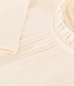 Petit Bateau T-Shirts, Tops, Oberteile*Langärmeliges Kinder-T-Shirt aus Baumwolle für Mädchen naturfarben AVALANCHE