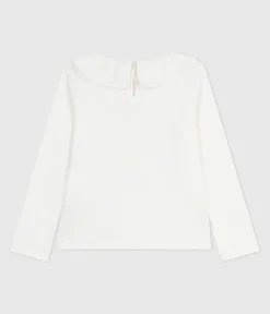 Petit Bateau T-Shirts, Tops, Oberteile*Langärmeliges Kinder-T-Shirt aus einfarbiger Baumwolle weiss MARSHMALLOW