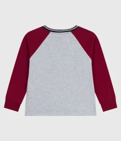 Petit Bateau T-Shirts, Poloshirts, Hemden*Langärmeliges Kinder-T-Shirt aus einfarbiger Baumwolle grau FUMEE/ AMARANTE