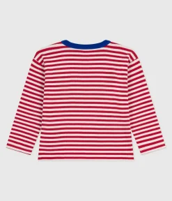 Petit Bateau T-Shirts, Poloshirts, Hemden*Langärmeliges Kinder-T-Shirt aus Baumwolle mit Streifen ROT POMPEI/ MILK