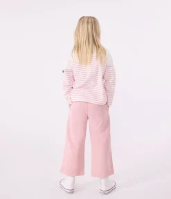 Petit Bateau Sweatshirts, Pullover, Cardigans*Langärmeliges Kinder-T-Shirt weiss MARSHMALLOW/rosa CHARME
