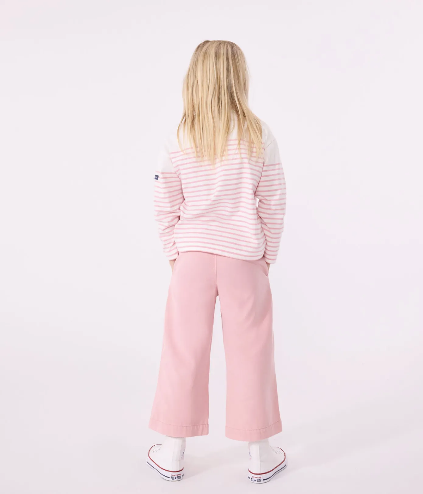 Petit Bateau Sweatshirts, Pullover, Cardigans*Langärmeliges Kinder-T-Shirt weiss MARSHMALLOW/rosa CHARME