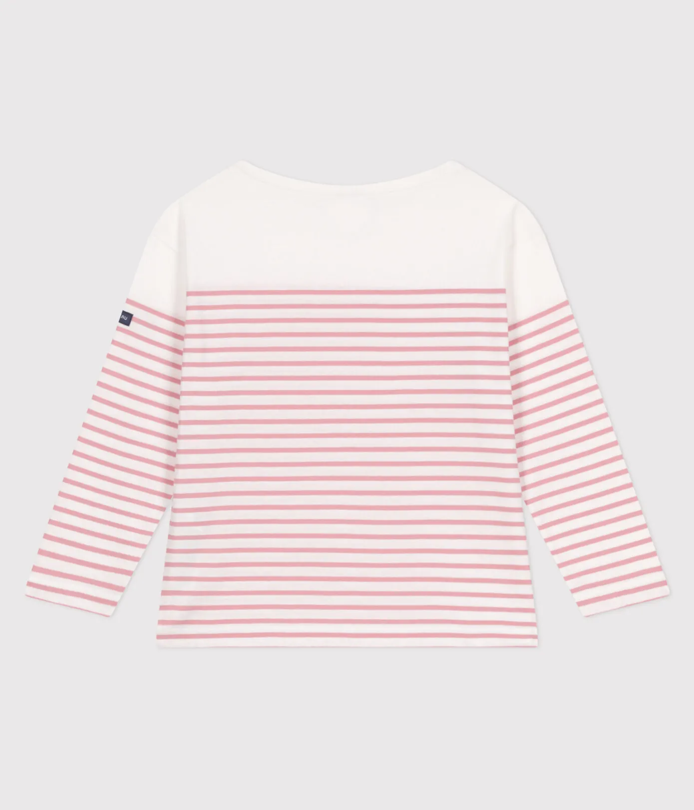 Petit Bateau Sweatshirts, Pullover, Cardigans*Langärmeliges Kinder-T-Shirt weiss MARSHMALLOW/rosa CHARME