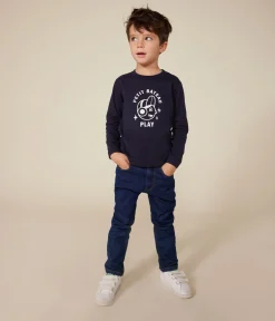 Petit Bateau T-Shirts, Poloshirts, Hemden*Langärmeliges Kinder-T-Shirt aus feinem Jersey für Jungen blau SMOKING