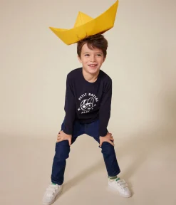 Petit Bateau T-Shirts, Poloshirts, Hemden*Langärmeliges Kinder-T-Shirt aus feinem Jersey für Jungen blau SMOKING