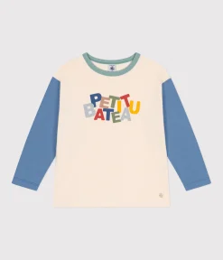 Petit Bateau T-Shirts, Poloshirts, Hemden*Langärmeliges Kinder-T-Shirt aus feinem Jersey für Jungen weiss AVALANCHE/ MULTICO