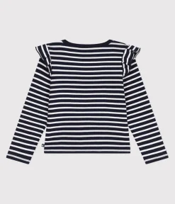 Petit Bateau T-Shirts, Tops, Oberteile*Langärmeliges Kinder-T-Shirt aus Baumwolle mit Streifen blau SMOKING/weiss MARSHMALLOW