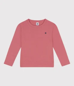 Petit Bateau T-Shirts, Tops, Oberteile*Langärmeliges Kinder-T-Shirt aus Rippstrick für Mädchen und Jungen rosa ROSEWOOD