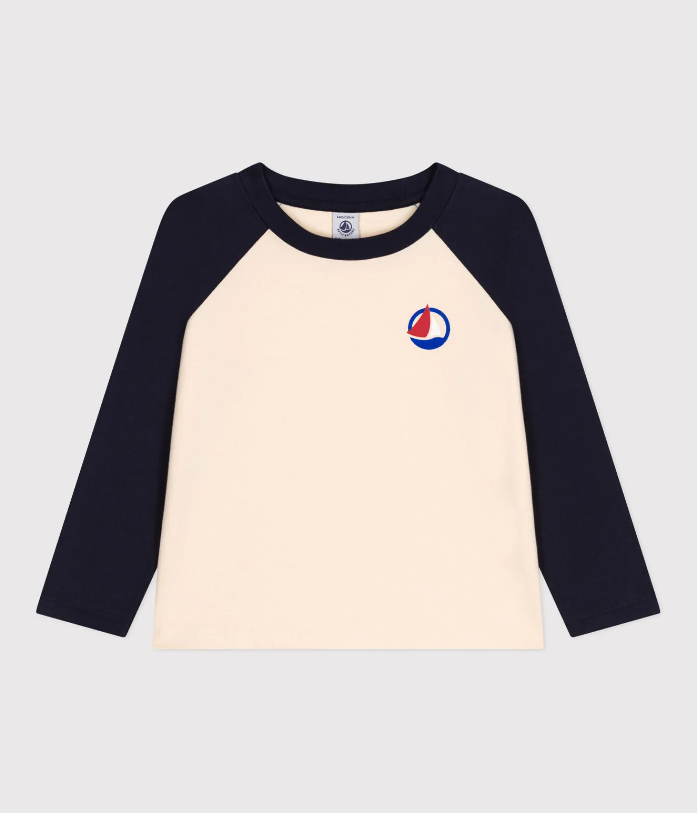 Petit Bateau T-Shirts, Poloshirts, Hemden*Langärmeliges Kinder-T-Shirt aus feinem Jersey für Jungen weiss AVALANCHE/blau SMOKING