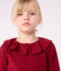 Petit Bateau T-Shirts, Tops, Oberteile*Langärmeliges Kinder-T-Shirt aus einfarbiger Baumwolle AMARANTE