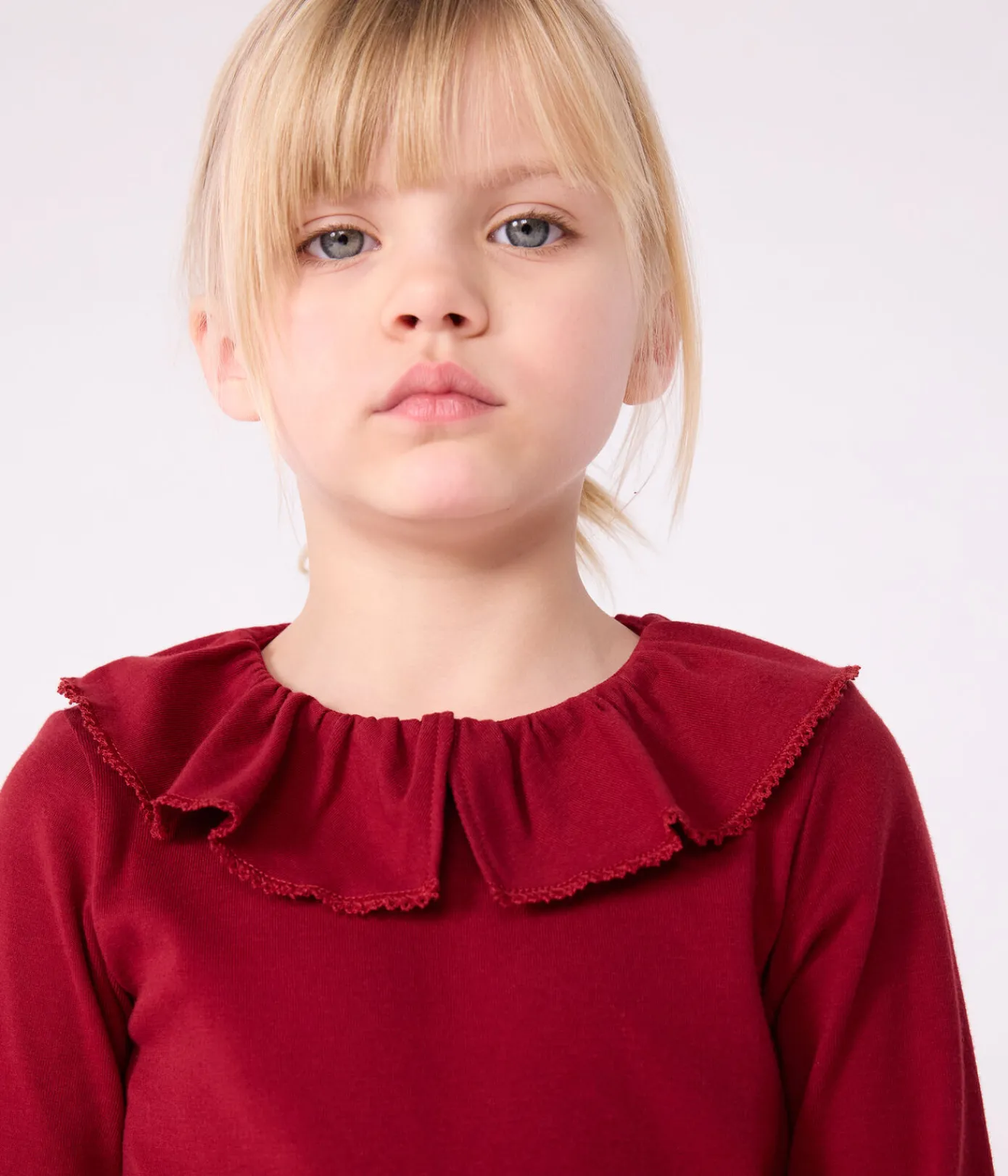 Petit Bateau T-Shirts, Tops, Oberteile*Langärmeliges Kinder-T-Shirt aus einfarbiger Baumwolle AMARANTE