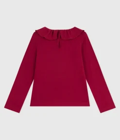 Petit Bateau T-Shirts, Tops, Oberteile*Langärmeliges Kinder-T-Shirt aus einfarbiger Baumwolle AMARANTE